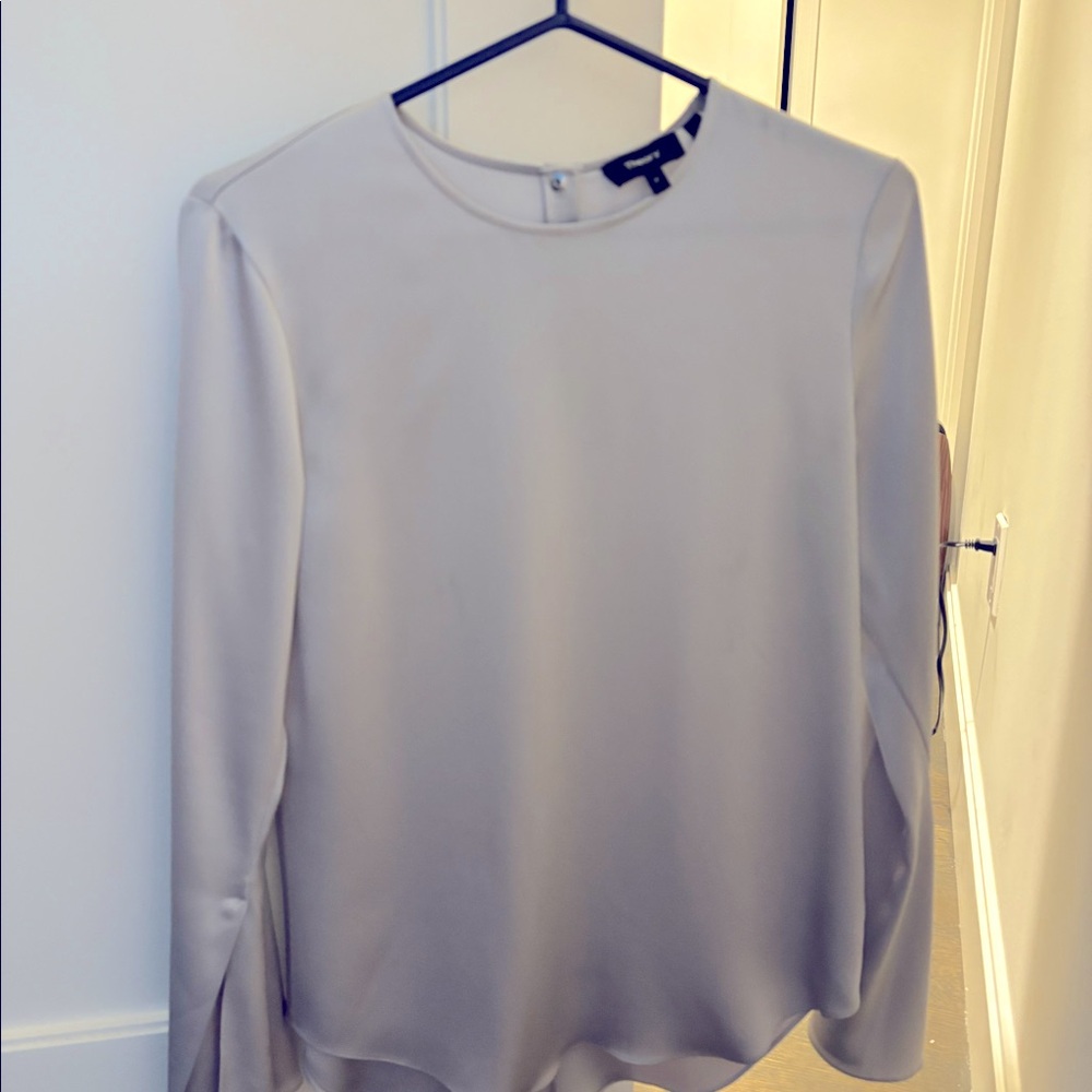 Theory silver  satin bell sleeve top